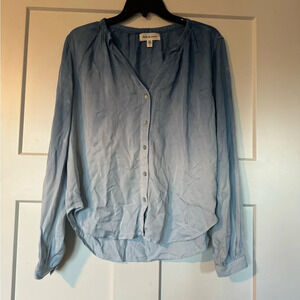 Cloth & Stone Anthropologie Ombré Blue Button Up Small